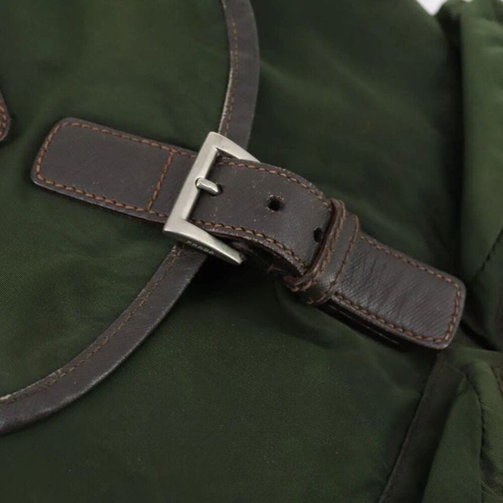 Prada Double Front Pocket Tessuto Khaki Nylon Backpack Bag - Picture 13 of 16